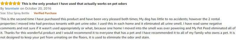 <a href='https://www.mypetpeed.com/review_groups/dog/'>Dog</a>, <a href='https://www.mypetpeed.com/review_groups/easy-to-use/'>Easy to use</a>, <a href='https://www.mypetpeed.com/review_groups/joe/'>Joe</a>, <a href='https://www.mypetpeed.com/review_groups/odor/'>Odor</a>, <a href='https://www.mypetpeed.com/review_groups/stains/'>Stains</a>